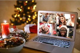 Christmas celebrations on laptop zoom call