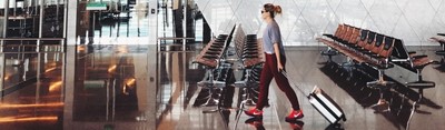 Student arriving at the airport