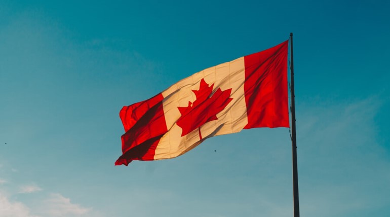 Flying Canadian Flag