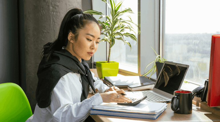 Student Using a Calculator