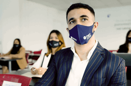 Students wearing a mask during class