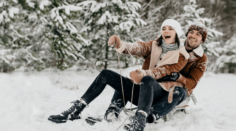 Friends having fun in the snow