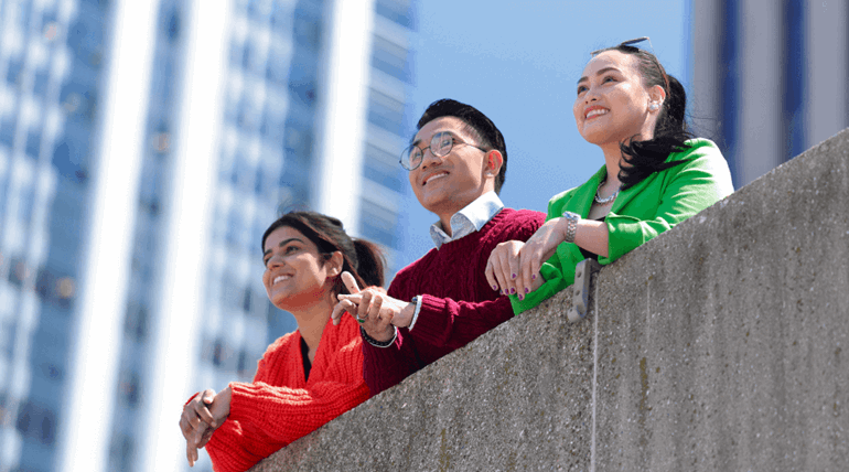 Happy students in the campus