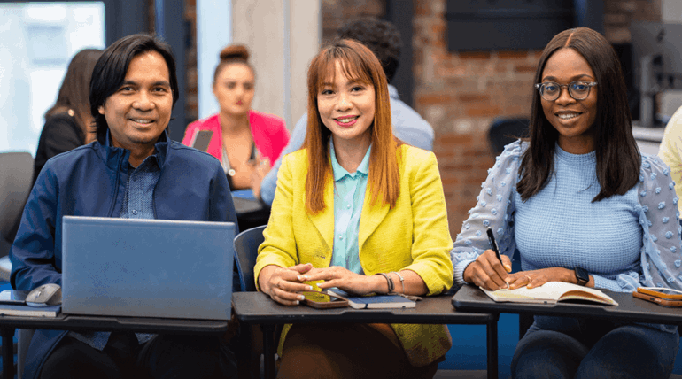 A group of students learning a rewarding career in human resources