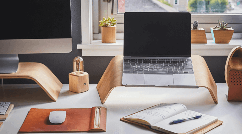 work desk with Laptop.
